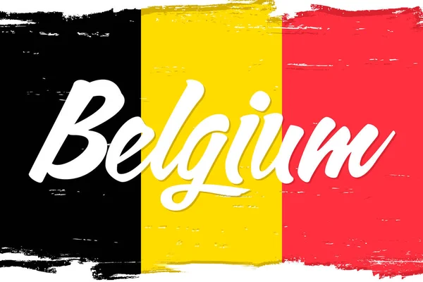 Bandiera Belgio Striscione Con Pennello Grunge Giorno Dell Indipendenza Tricolore — Vettoriale Stock