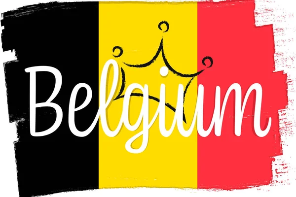 Bandera Bélgica Bandera Con Pincel Grunge Día Independencia Tricolor Nacional — Vector de stock