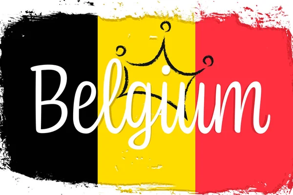 Bandera Bélgica Bandera Con Pincel Grunge Día Independencia Tricolor Nacional — Vector de stock