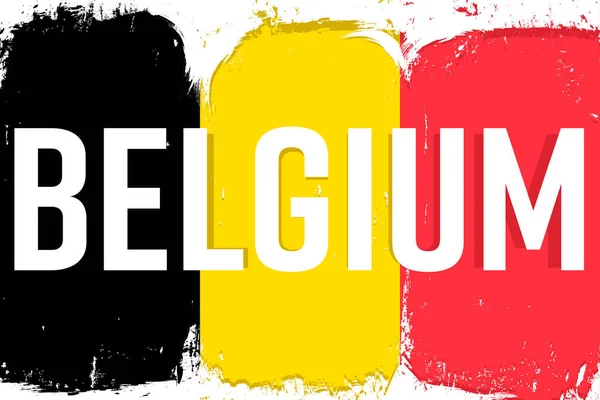 Bandiera Belgio Striscione Con Pennello Grunge Giorno Dell Indipendenza Tricolore — Vettoriale Stock
