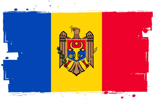Bandera Moldavia Bandera Con Pincel Grunge — Vector de stock