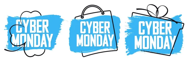 Cyber Monday Set Sale Banners Design Template Εκπτωτικά Tags Προσφορές — Διανυσματικό Αρχείο