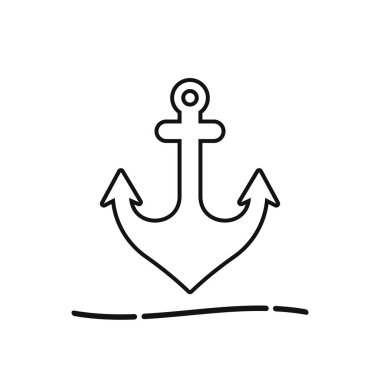 Çapa simgesi, izole düz grafik tasarım şablonu, uygulama işareti, yaz yolculuğu sembolü, vektör illüstrasyonu