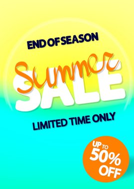 Yaz Satışı, poster tasarımı şablonu, indirimli afiş, vektör illüstrasyonu