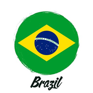 Brazil flag, banner with grunge brush. Brasil Independence Day. Background with national country symbol.