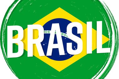 Brazil flag, banner with grunge brush. Brasil Independence Day. Background with national country symbol.