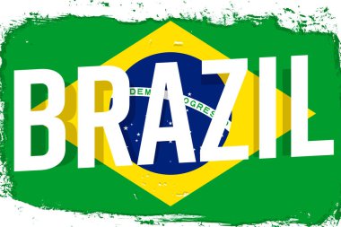 Brazil flag, banner with grunge brush. Brasil Independence Day. Background with national country symbol.