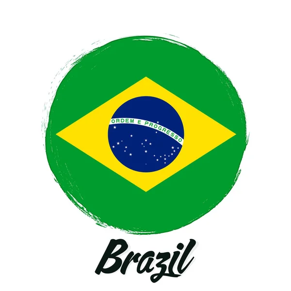 Brazil Flag Banner Grunge Brush Brasil Independence Day Background National — Διανυσματικό Αρχείο