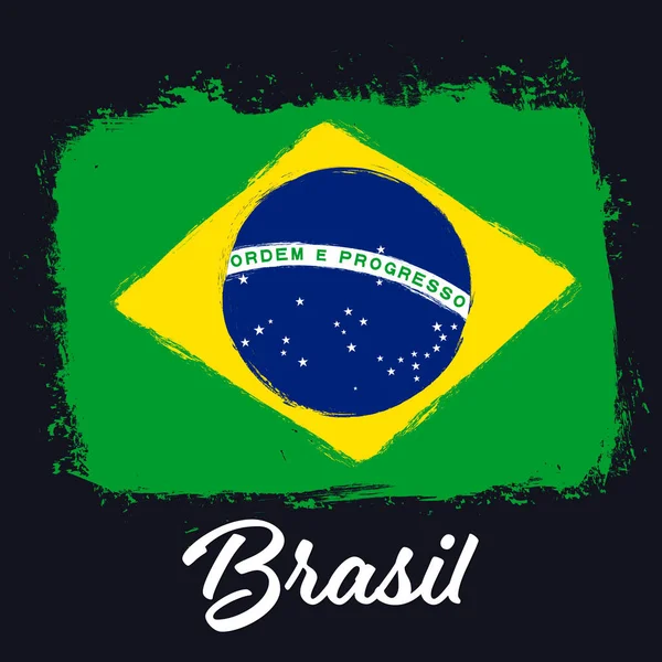 Brasilien Fahne Banner Mit Grunge Pinsel Brasiliens Unabhängigkeitstag Hintergrund Mit — Stockvektor