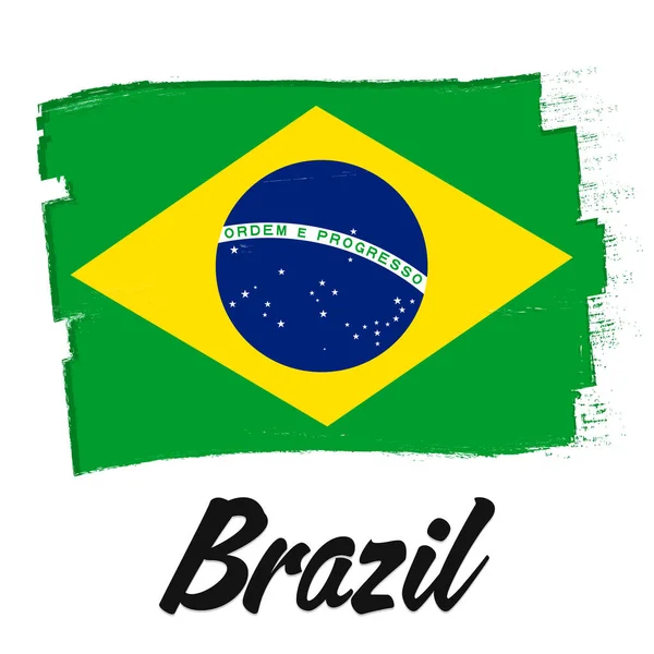 Brazil Flag Banner Grunge Brush Brasil Independence Day Background National — Stock vektor