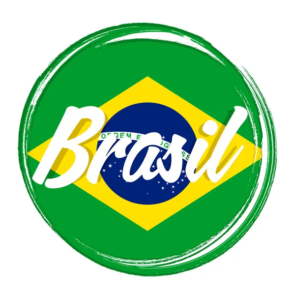 Brazil Flag Banner Grunge Brush Brasil Independence Day Background National — Stockvector