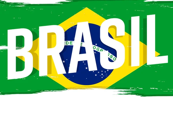 Brazil Flag Banner Grunge Brush Brasil Independence Day Background National — Stockvector