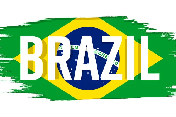 Brazil Flag Banner Grunge Brush Brasil Independence Day Background National — Stockvector