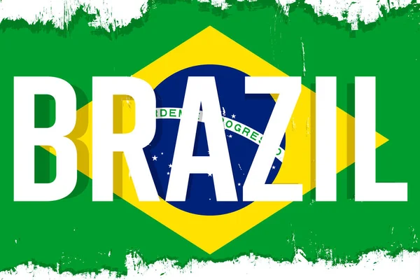 Brazil Flag Banner Grunge Brush Brasil Independence Day Background National — Stockový vektor