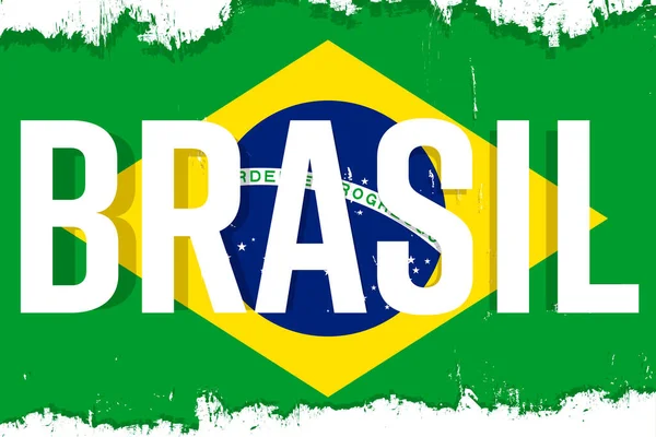 Флаг Бразилии Баннер Гранж Кистью День Независимости Бразилии Фон Национальным — стоковый вектор