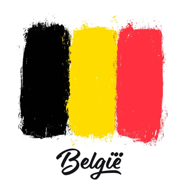 Belgi Bendera Belgia Spanduk Dengan Sikat Grunge Hari Kemerdekaan Tricolor - Stok Vektor