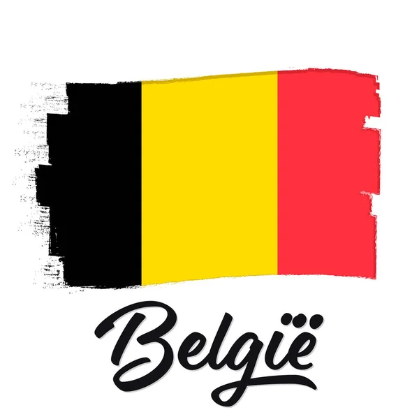Belgi Bandeira Bélgica Bandeira Com Pincel Grunge Dia Independência Tricolor — Vetor de Stock