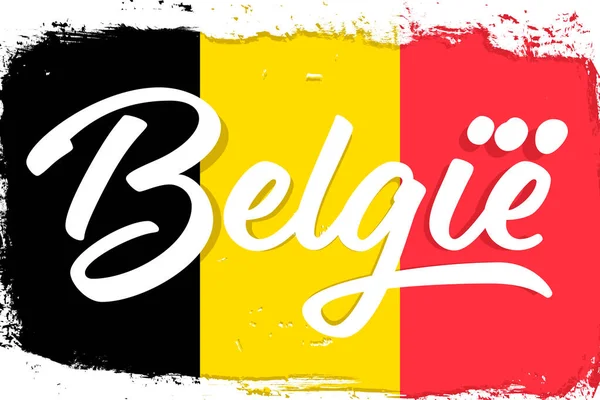 Belgi Bandiera Del Belgio Bandiera Con Pennello Grunge Giorno Dell — Vettoriale Stock