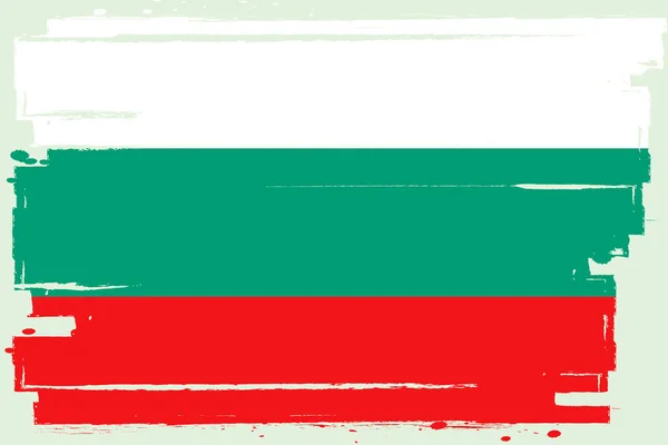 Bulgar Bayrağı Grunge Fırçalı Pankart Özgün Ulusal Renklerde Arkaplan Vektör — Stok Vektör