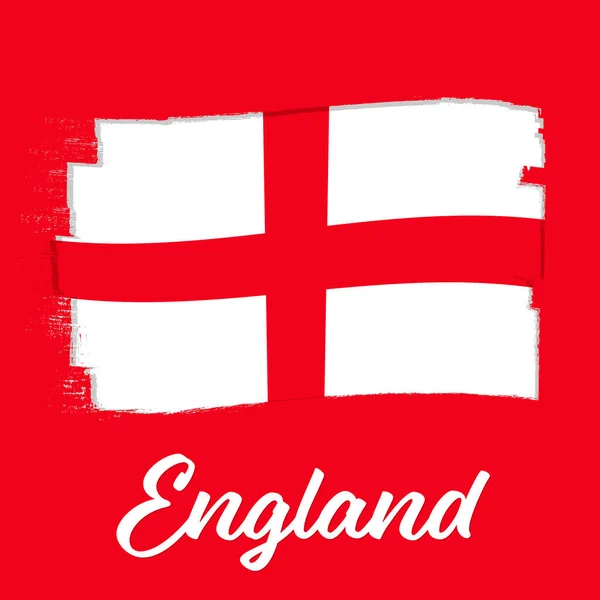 England Flagga Fana Med Grunge Pensel Nationaldagen Nationell Flagga Originalfärger — Stock vektor