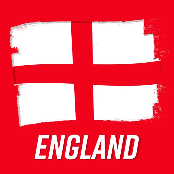 England Flagga Fana Med Grunge Pensel Nationaldagen Nationell Flagga Originalfärger — Stock vektor