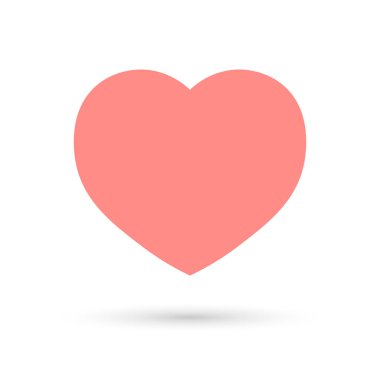 Kalp ikonu, düz grafik tasarım şablonu, aşk işareti, Sevgililer Günü sembolü, vektör illüstrasyonu