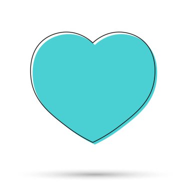 Kalp ikonu, düz grafik tasarım şablonu, aşk işareti, Sevgililer Günü sembolü, vektör illüstrasyonu