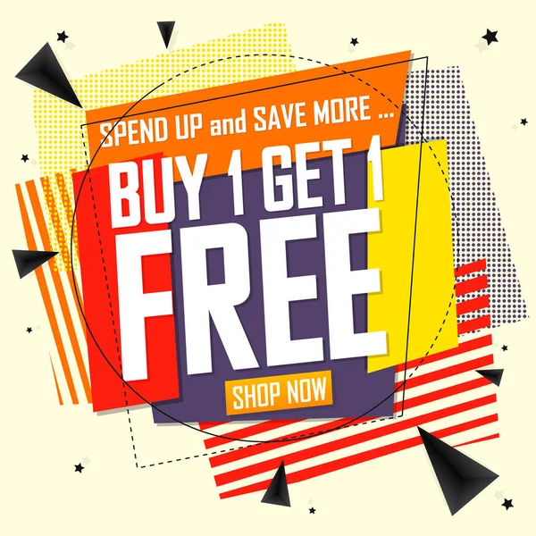 Buy Get Free Sale Banner Design Template Discount Tag Bogo — Stock Vector