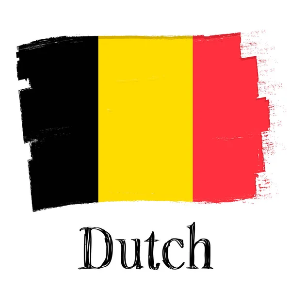 Język Niderlandzki Flaga Belgijska Sztandar Szczotką Grunge Ilustracja Książki Słownika — Wektor stockowy