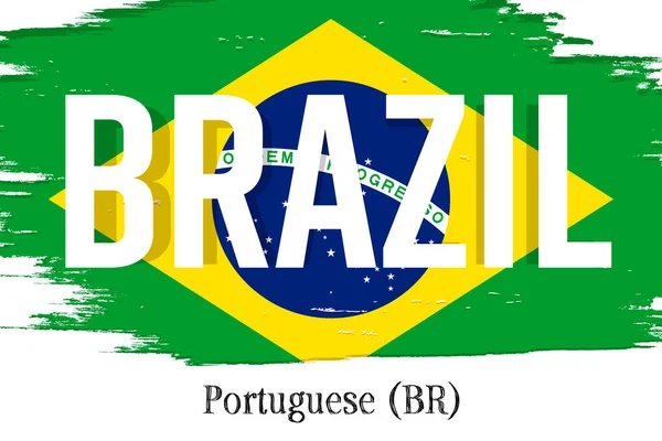 Portugus Brasil Portugiesisch Brasilien Lernen Sie Brasilianische Sprache Flagge Brasiliens — Stockvektor