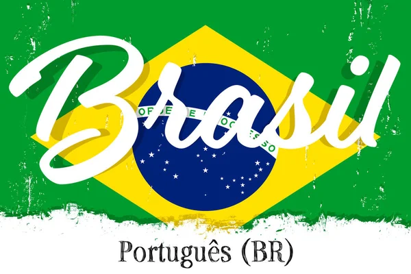 Portugus Brasil Portugiesisch Brasilien Lernen Sie Brasilianische Sprache Flagge Brasiliens — Stockvektor