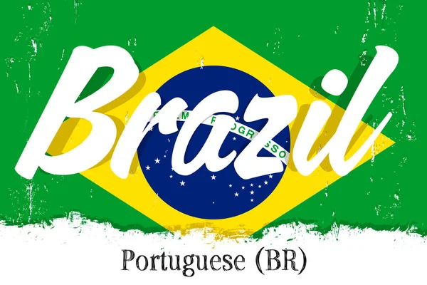 Португалия Бразилия Португальско Бразильский Язык Бразилии Изучайте Бразильский Язык Флаг — стоковый вектор
