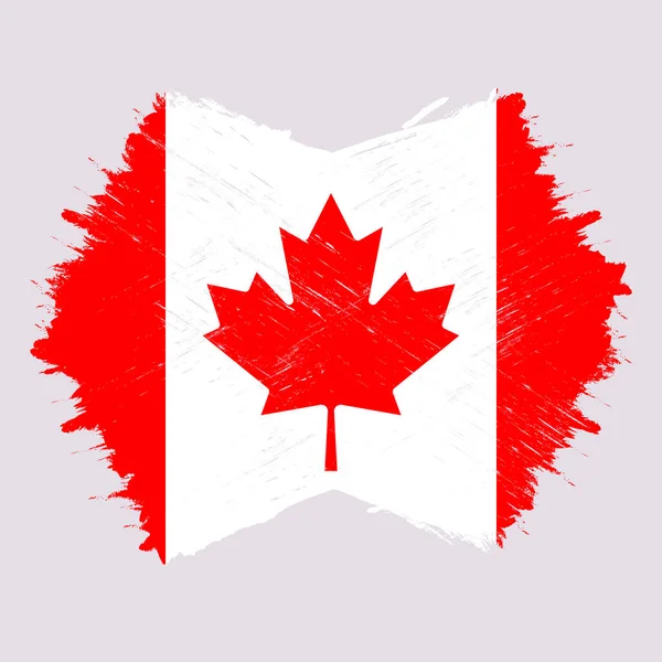 Kanadensisk Flagga Banner Med Grungborste Affisch Med Kanadas Flagga — Stock vektor