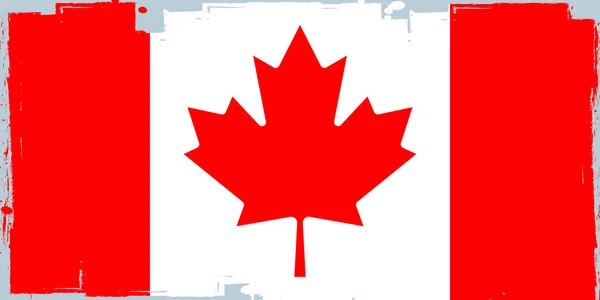 Kanadensisk Flagga Banner Med Grungborste Affisch Med Kanadas Flagga — Stock vektor