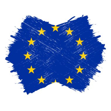 Avrupa bayrağı. Avrupa bayrağı, grunge fırçalı pankart. Avrupa Birliği.