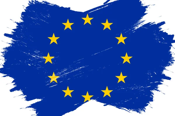 Drapeau Europe Drapeau Européen Bannière Avec Brosse Grunge Union Européenne — Image vectorielle