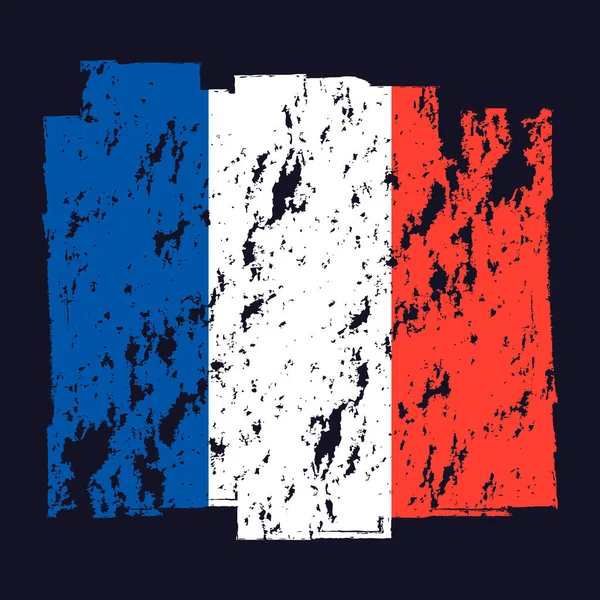 Drapeau Français Bannière Avec Brosse Grunge — Image vectorielle