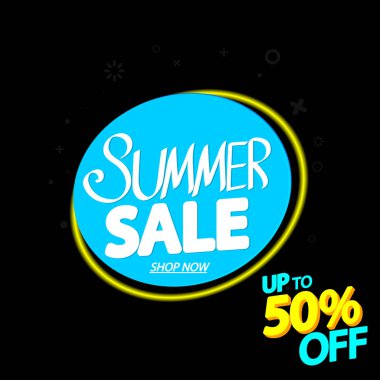 Yaz indirimi% 50 'ye varan indirim, poster tasarım şablonu, sezon özel teklifi, indirimli afiş, vektör illüstrasyonu