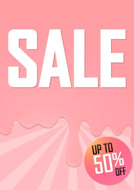 Yaz indirimi% 50 'ye varan indirim, poster tasarım şablonu, sezon özel teklifi, indirimli afiş, vektör illüstrasyonu