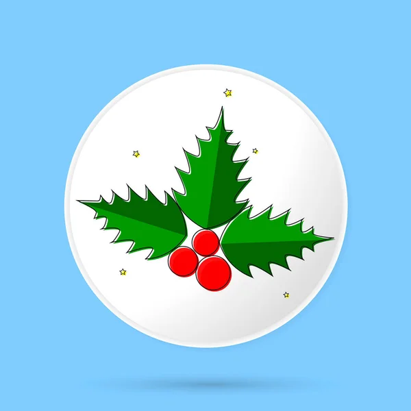 Icône Baie Houx Gui Noël Modèle Conception Graphique Symbole Noël — Image vectorielle