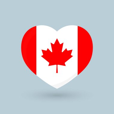 Kalp sembolü, Kanada bayrağı, vektör illüstrasyonu