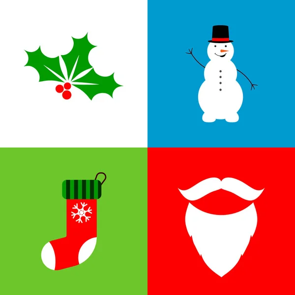 Kerst Pictogrammen Kerstmis Symbolen Set Grafisch Ontwerp Template Vector Illustratie — Stockvector