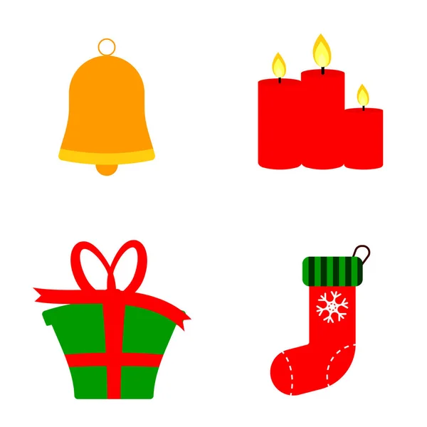 Kerst Pictogrammen Kerstmis Symbolen Set Grafisch Ontwerp Template Vector Illustratie — Stockvector