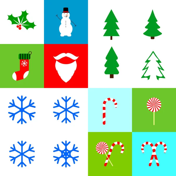 Kerst Pictogrammen Kerstmis Symbolen Set Grafisch Ontwerp Template Vector Illustratie — Stockvector