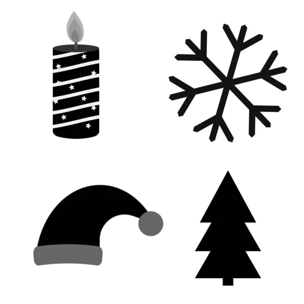 Ikony Świąteczne Zestaw Symboli Bożego Narodzenia Szablon Projektu Graficznego Ilustracja — Wektor stockowy
