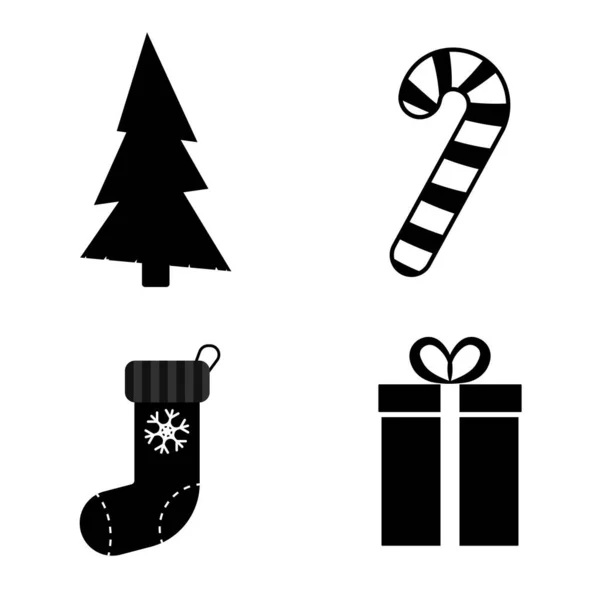 Iconos Navidad Conjunto Símbolos Navidad Plantilla Diseño Gráfico Ilustración Vectorial — Vector de stock