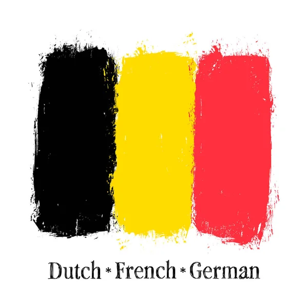 Флаг Бельгии Баннер Гранж Кистью Иллюстрация Книги Словаря Словаря — стоковый вектор