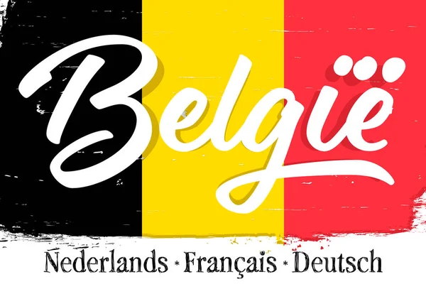 Bendera Belgia Spanduk Dengan Sikat Grunge Ilustrasi Buku Kamus Kosakata - Stok Vektor