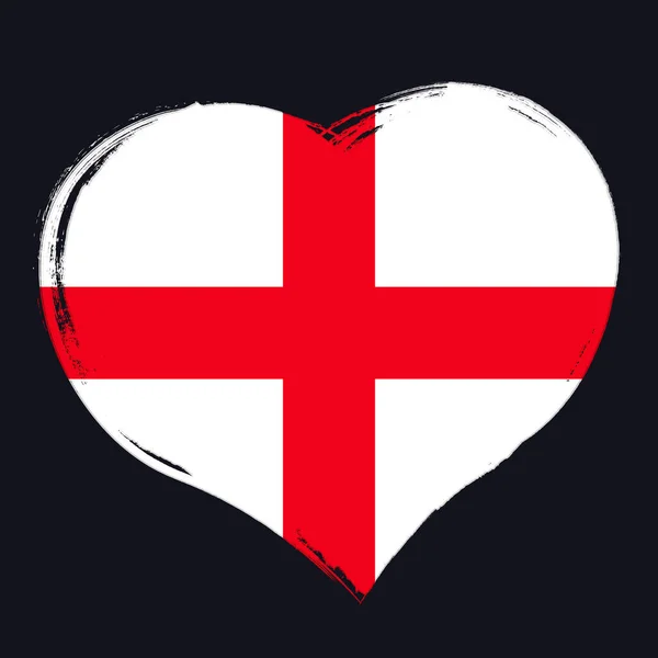 Символ Сердца Флаг Англии Баннер Гранж Кистью — стоковый вектор