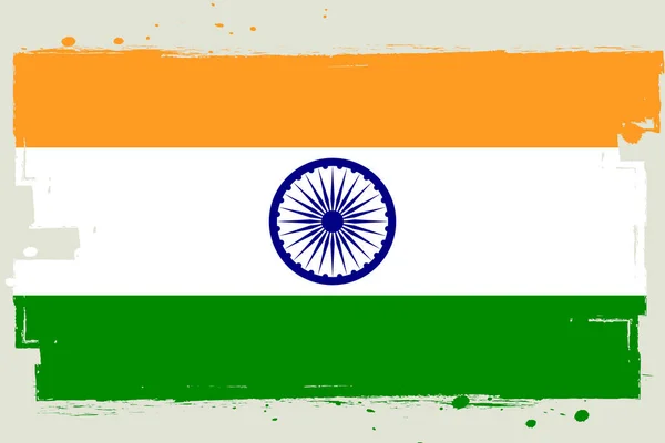Bandeira Nacional Índia Bandeira Com Pincel Grunge —  Vetores de Stock